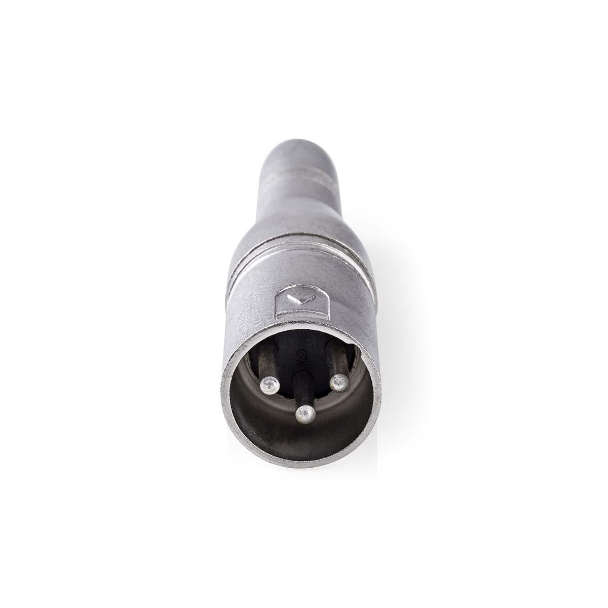 XLR Adapter | XLR 3-pin male | 6.35 mm Female | Nickel Plated | Straight | Metal | Silver | 10 pieces. | Plastic bag