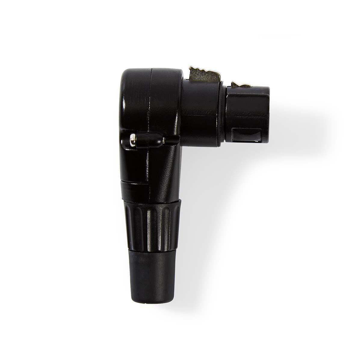 XLR connector | Angled | Female | Nickel Plated | Soldering | Cable input diameter: 5.0 mm | Metal | Black | 1 pc. | Plastic bag