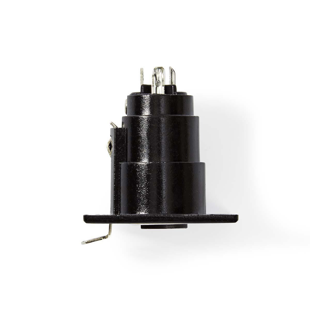 XLR connector | Straight | Female | Nickel Plated | Chassis | Cable input diameter: 5.0 mm | Metal | Black | 1 pc. | Plastic bag