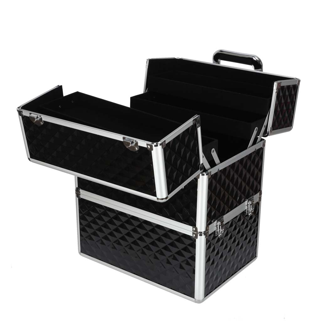 XXL Cosmetic Organizer Case, Black Plastic, Lockable