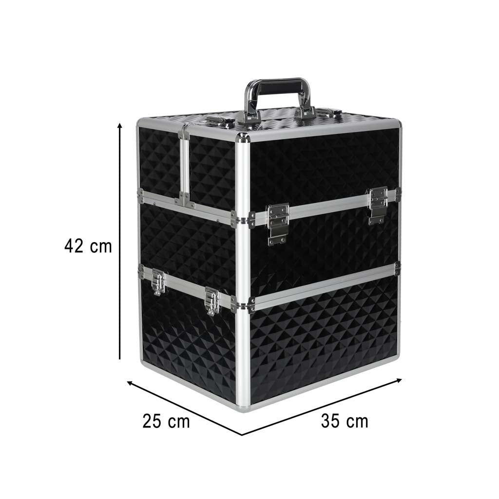 XXL Cosmetic Organizer Case, Black Plastic, Lockable