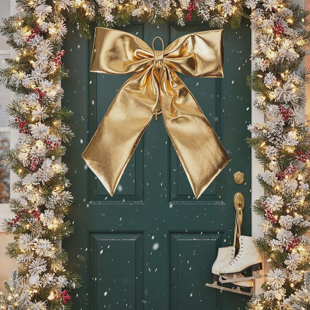 XXL Gold Decorative Bow, 68x80 cm, Shiny Polyester