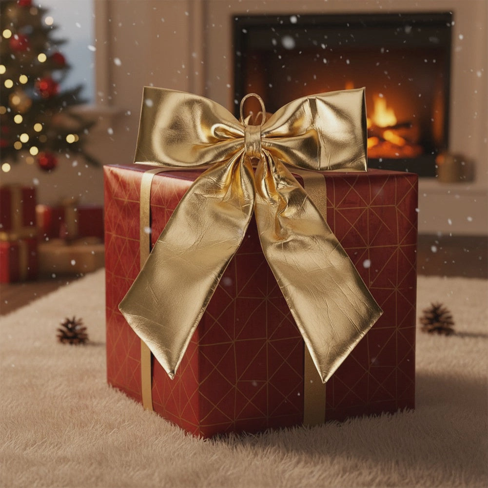 XXL Gold Decorative Bow, 68x80 cm, Shiny Polyester