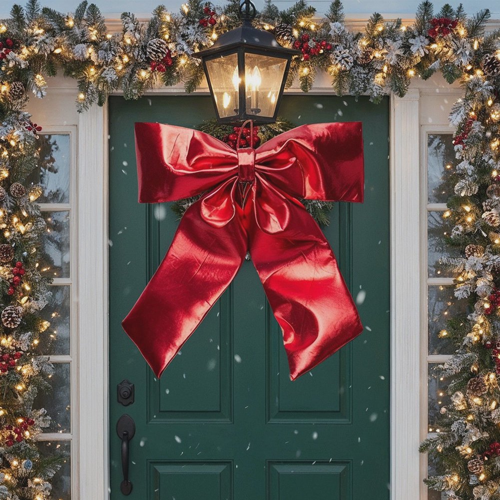 XXL Red Decorative Bow, 68x80 cm, Shiny Polyester