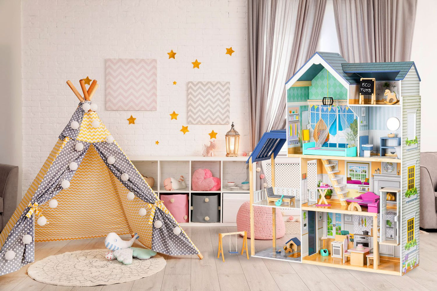 XXL dollhouse Maya Residence 28 pieces ECOTOYS