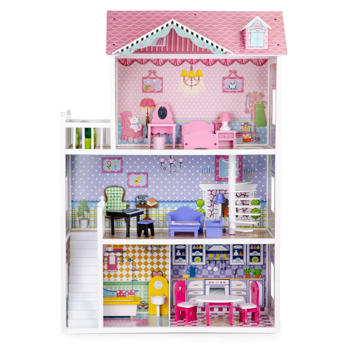 XXL wooden dollhouse with furniture ECOTOYS