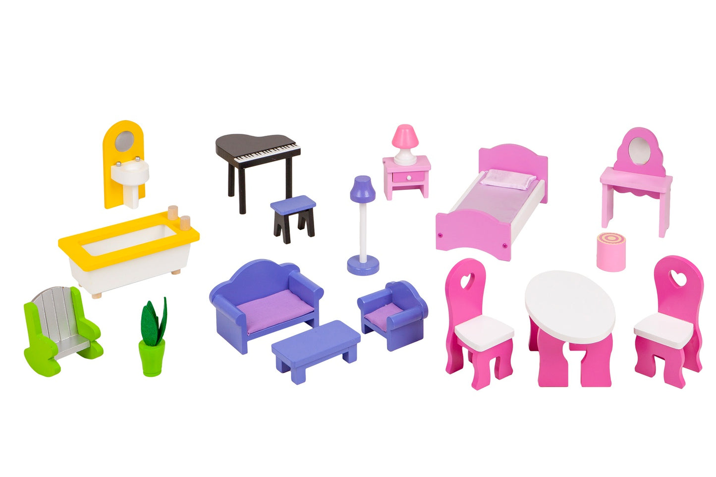XXL wooden dollhouse with furniture ECOTOYS