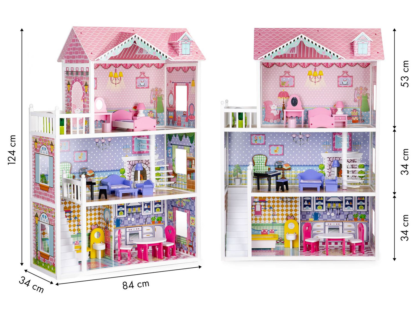 XXL wooden dollhouse with furniture ECOTOYS