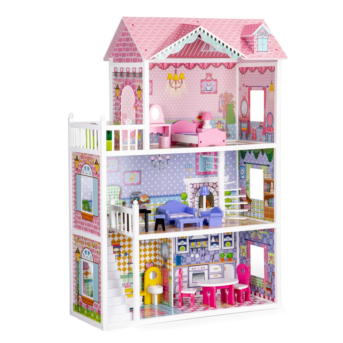 XXL wooden dollhouse with furniture ECOTOYS