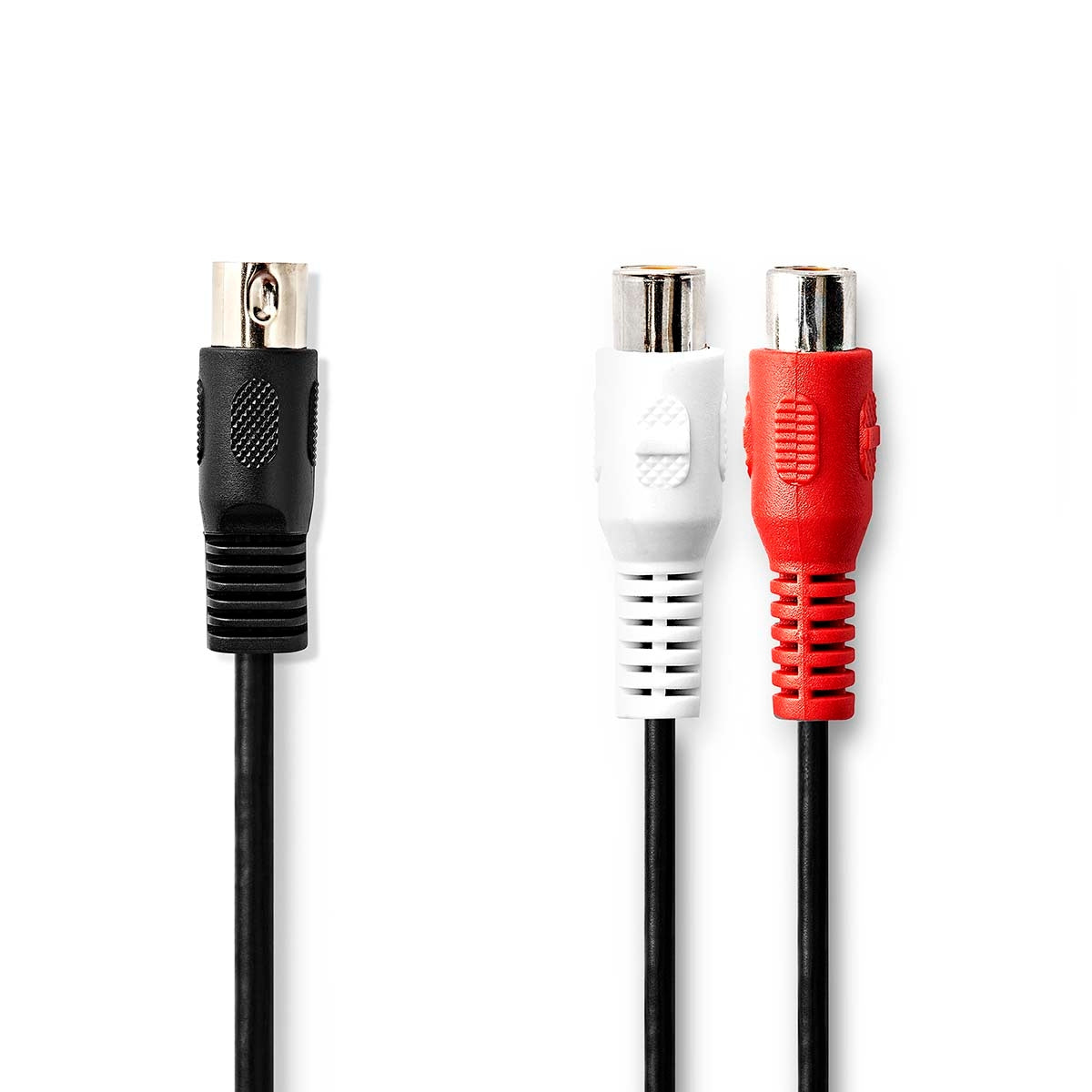 YOUR audio cable | DIN 5-Pin Male | 2x RCA Female | Nickel Plated | 0.20 m | Round | PVC | Black | Label