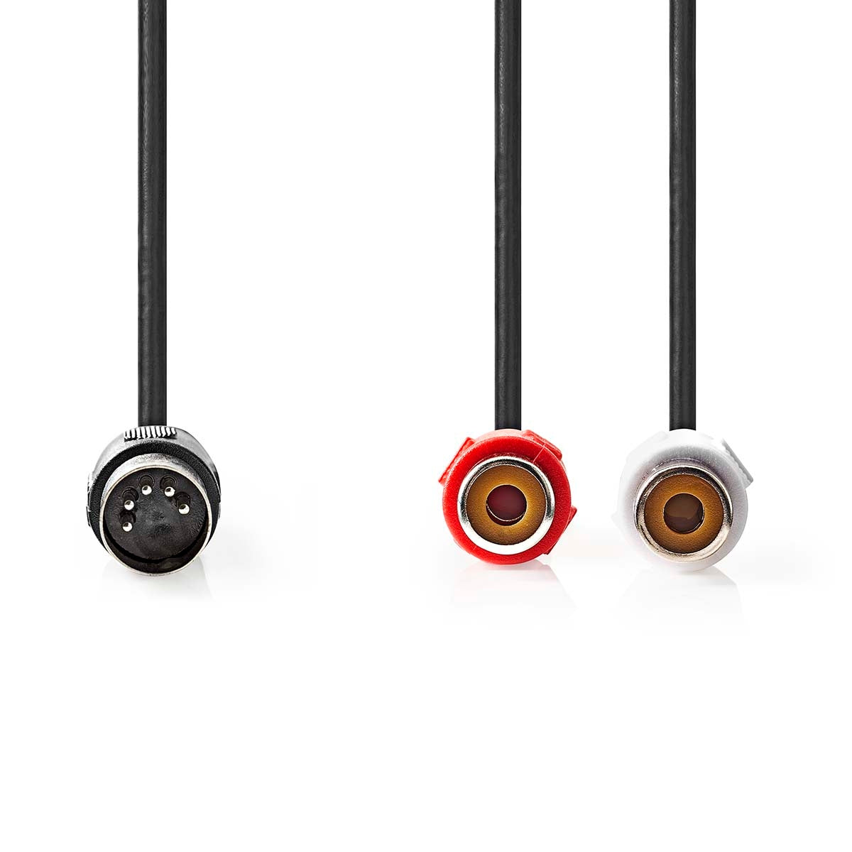 YOUR audio cable | DIN 5-Pin Male | 2x RCA Female | Nickel Plated | 0.20 m | Round | PVC | Black | Label