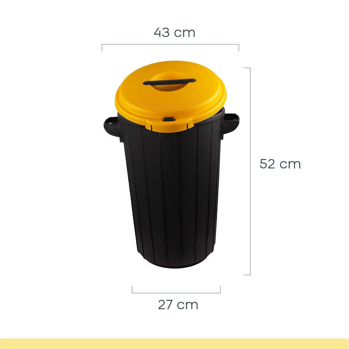 Yellow Waste Bin with Lid, 35L Capacity