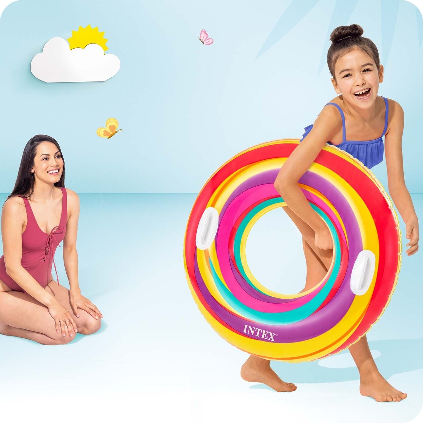 Yellow striped swimming ring 91 cm Intex