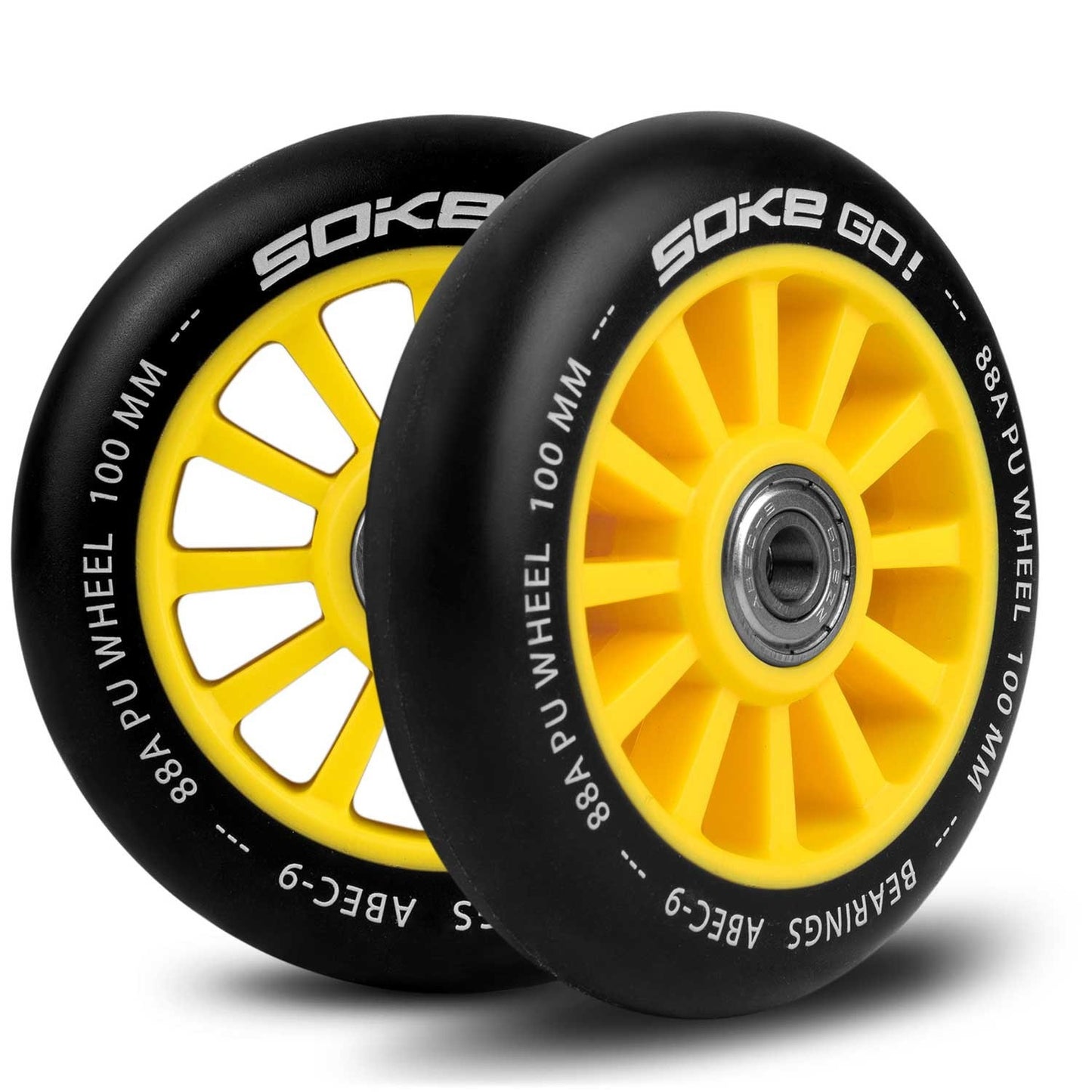 Yellow wheels for scooter 100 mm (2-pack)