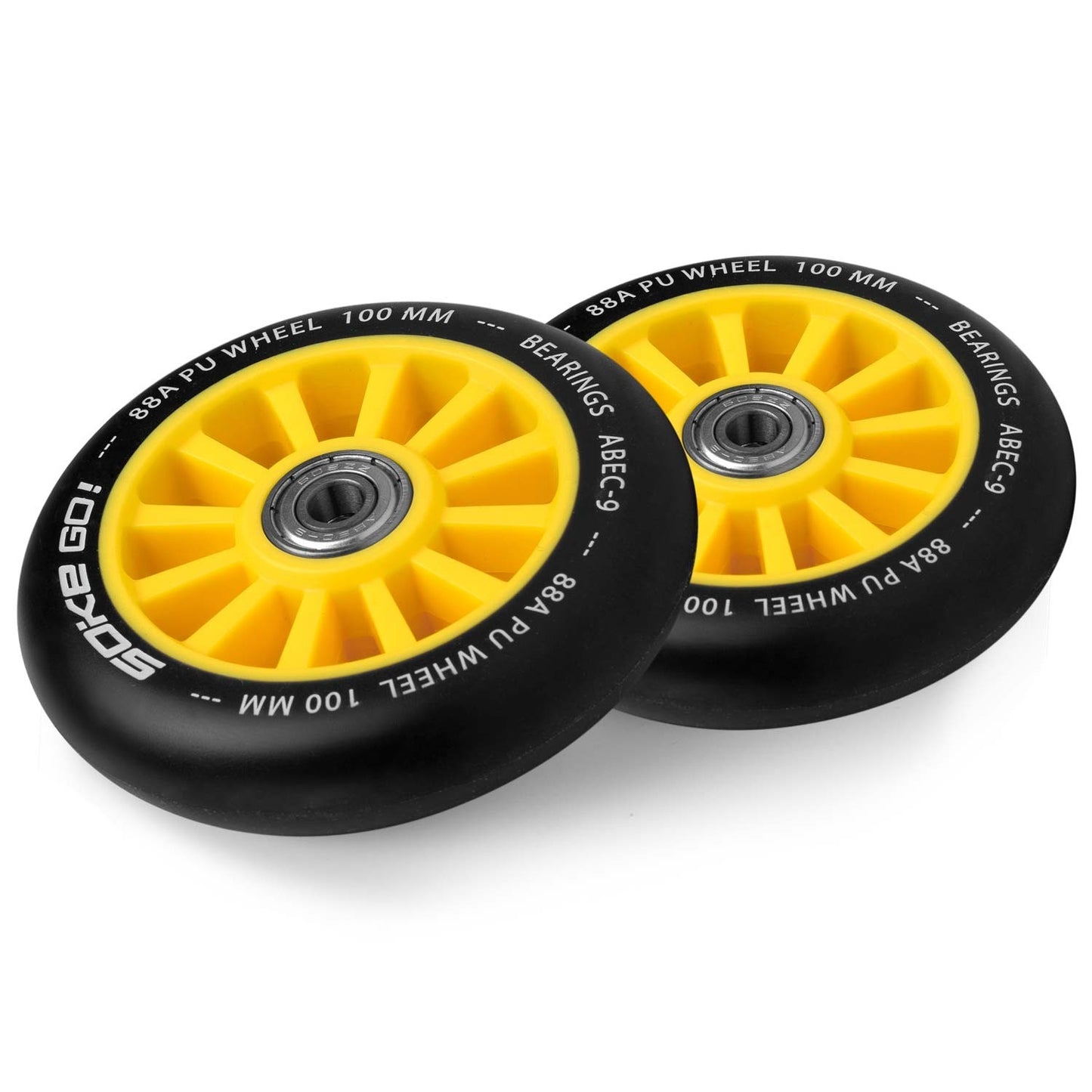 Yellow wheels for scooter 100 mm (2-pack)