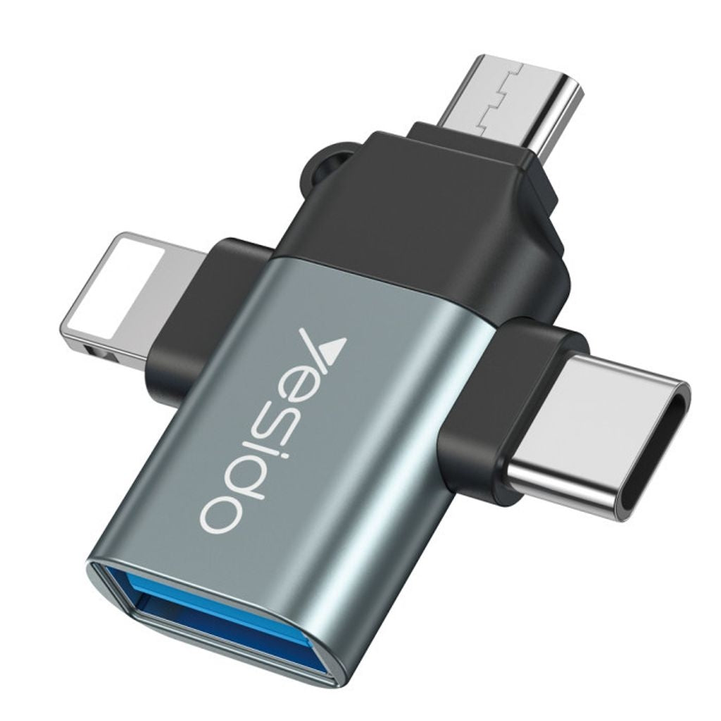 Yesido 3-in-1 USB-A to USB-C/Micro USB/Lightning OTG Adapter