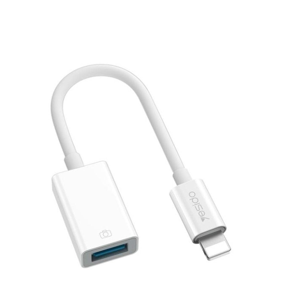 Yesido USB-A to Lightning OTG adapter, 15cm - White