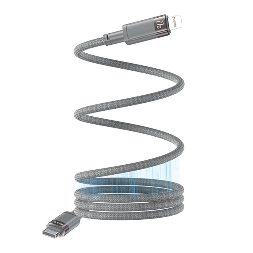 Yesido USB-C to Lightning Fast Charging Magnetic Cable PD 60W, 1m - Gray