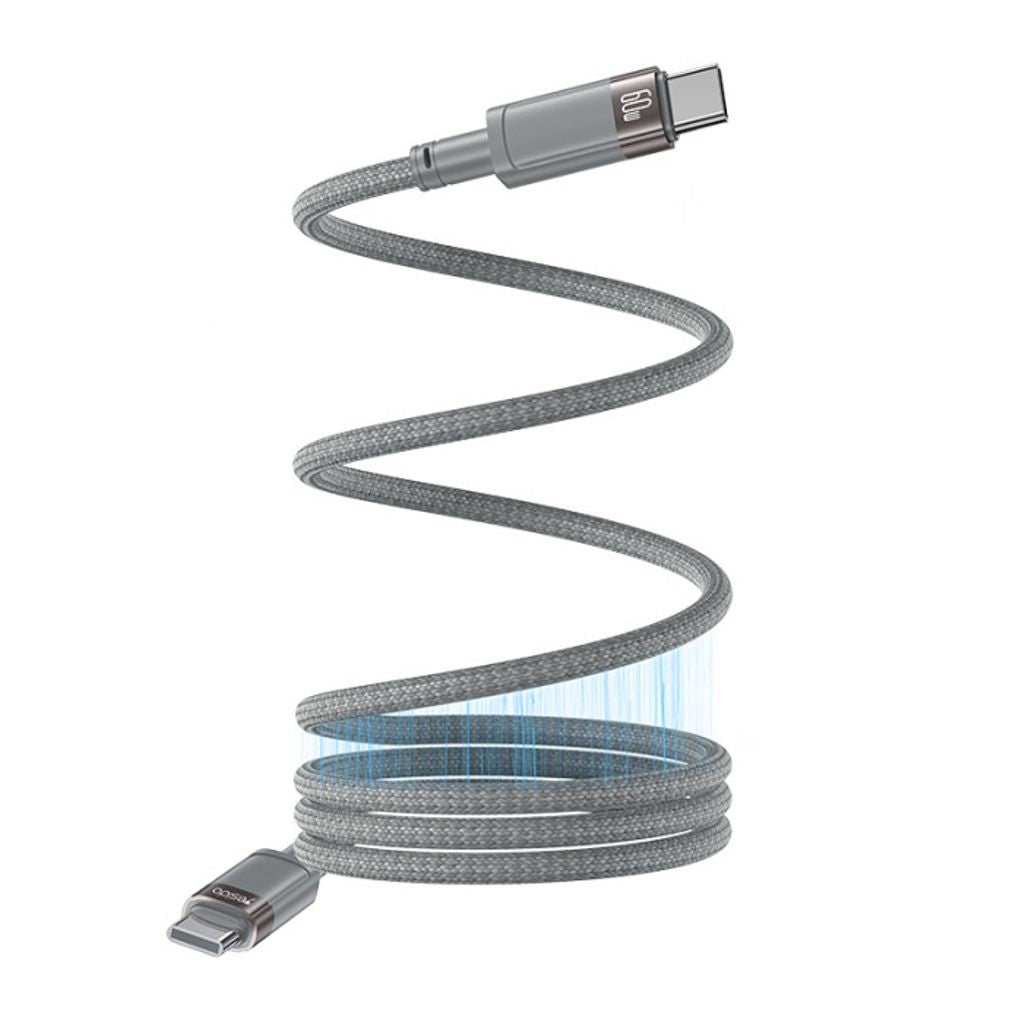 Yesido USB-C to USB-C Fast Charging Magnetic Cable PD 60W, 1m - Gray