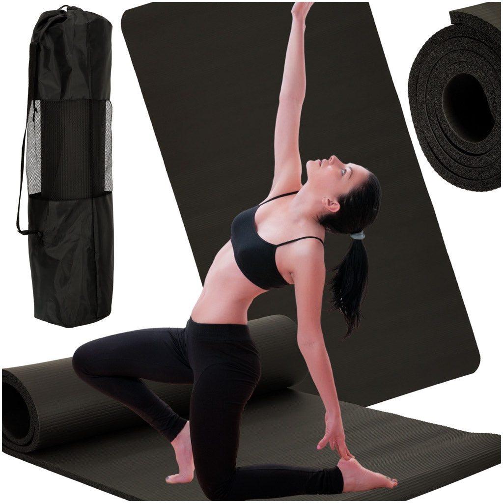 Yoga exercise mat thick 185x80x1.5 cm black