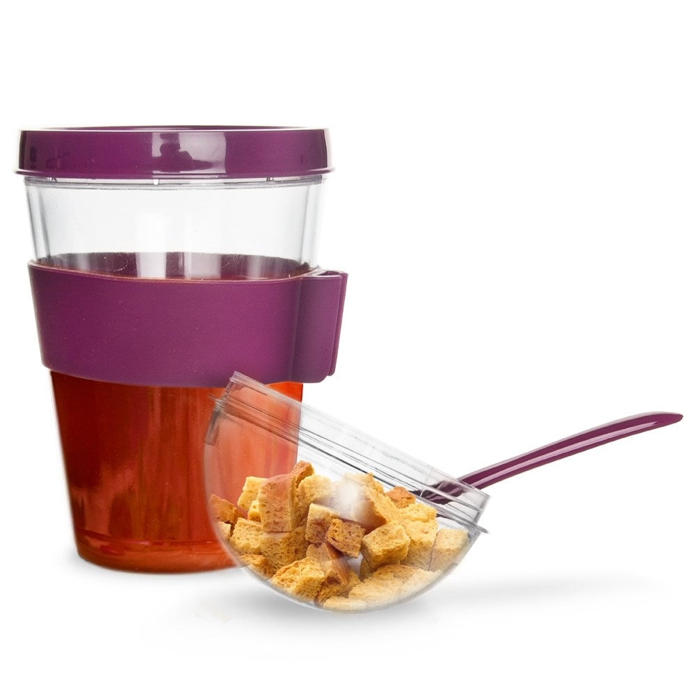 Yoghurt container with lid, bowl for cereal and spoon