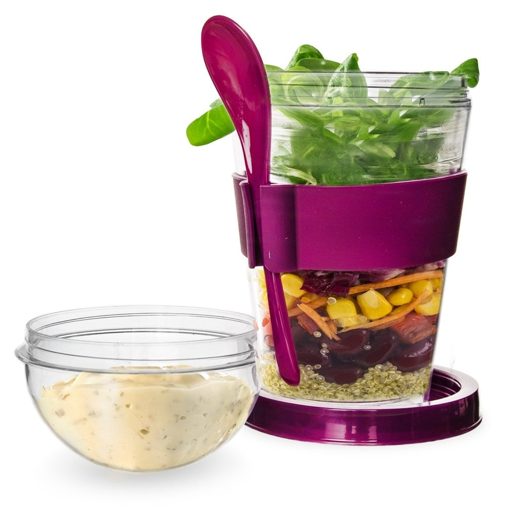 Yoghurt container with lid, bowl for cereal and spoon