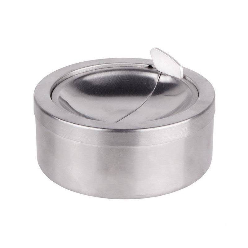 Zamikable ashtray in matt stainless steel with tight lid