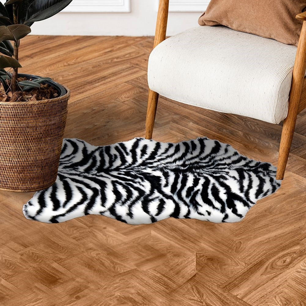 Zebra patterned rug - soft, trendy & irregular shape