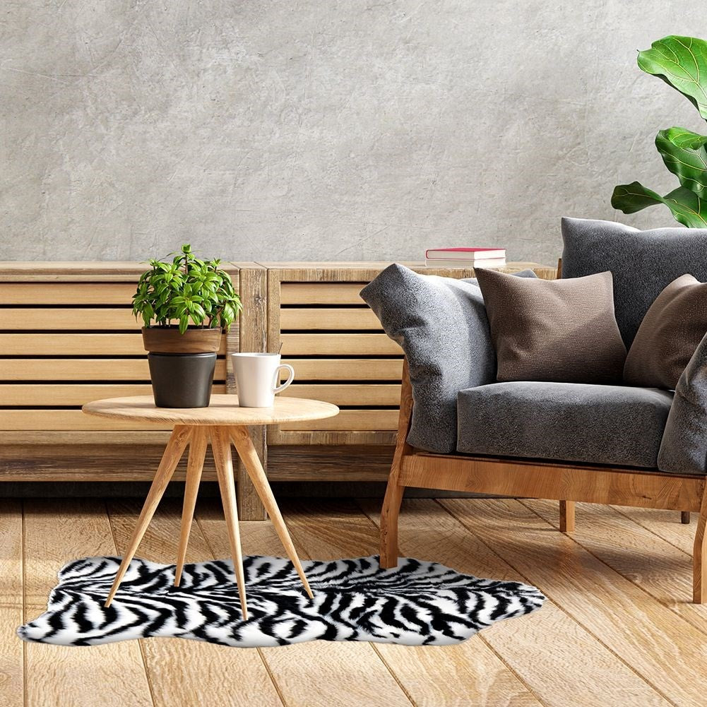 Zebra patterned rug - soft, trendy & irregular shape