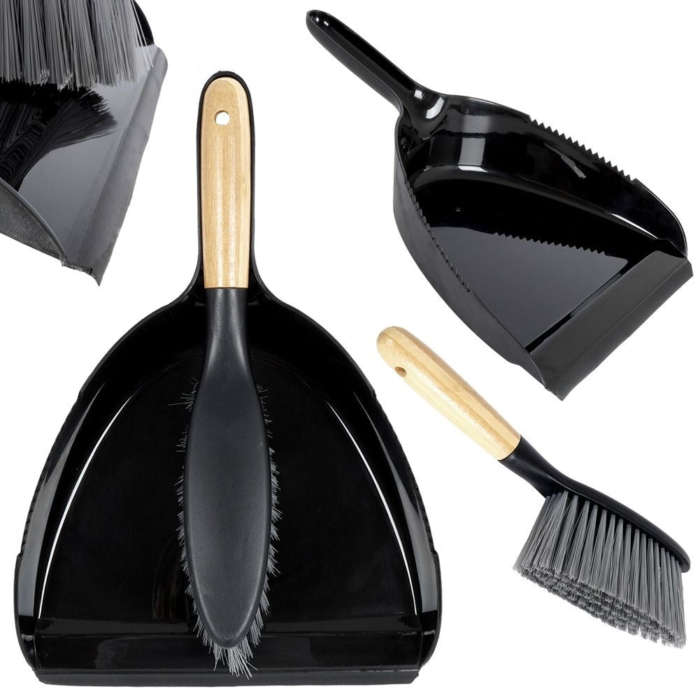 Zestaw szufelka i zmiotka z plastu in bamboo, elegant black