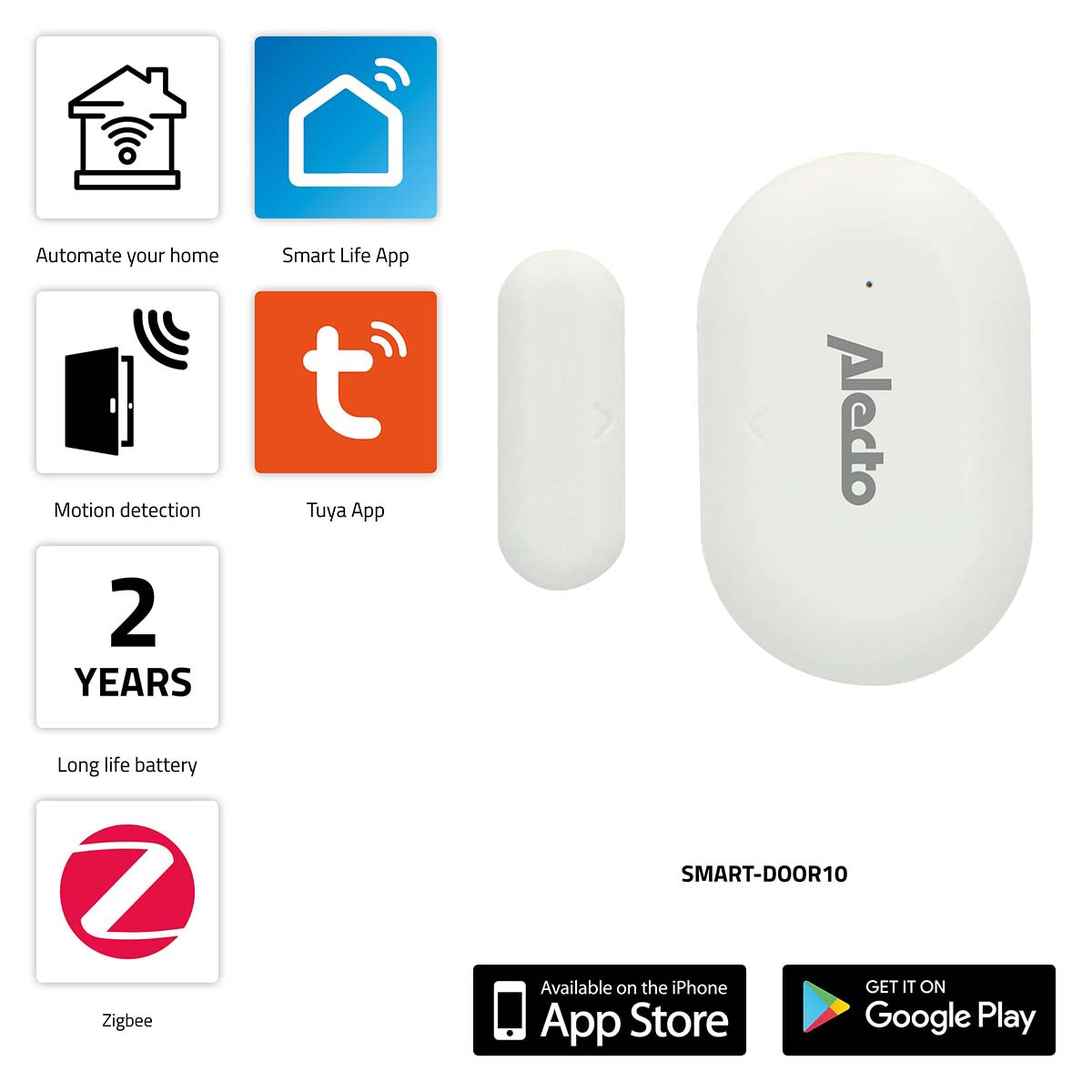Zigbee Smart Door/Window Sensor, Wireless, App Compatible