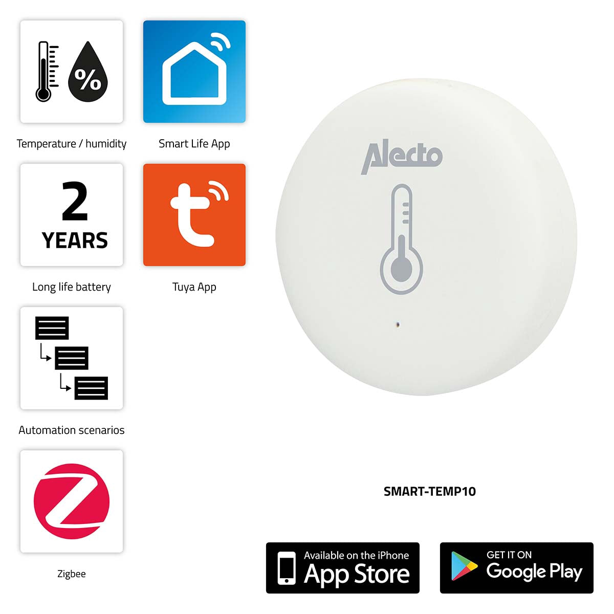 Zigbee Temperature & Humidity Sensor, Long Battery Life