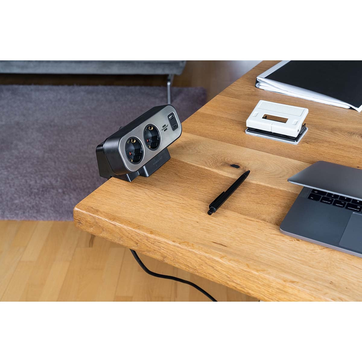 brennenstuhl®estilo Duplex power strip with surge protection, 1x USB C, 1x USB A, 9x sockets, silver/black