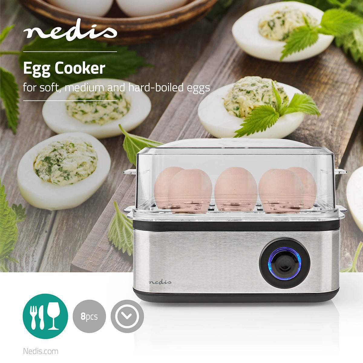 egg cooker | 8 eggs | The measuring glass | Aluminum / Black