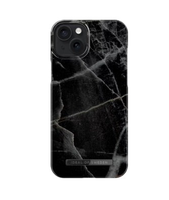 iDeal of Sweden iPhone 15 Plus Cover, Black Thunder Marble