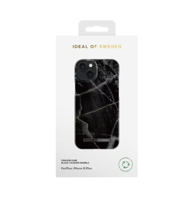 iDeal of Sweden iPhone 15 Plus Cover, Black Thunder Marble