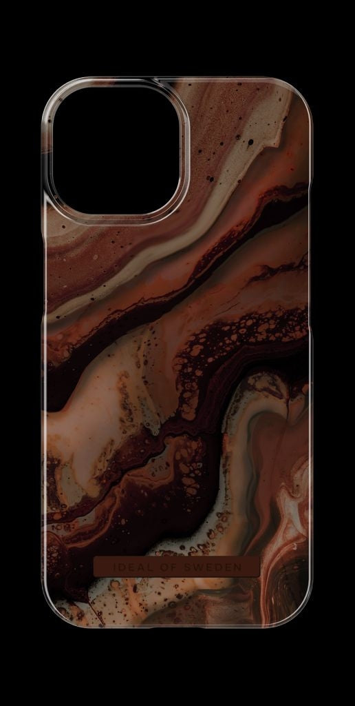 iDeal of Sweden iPhone 15 Plus case, Dark Amber Marble