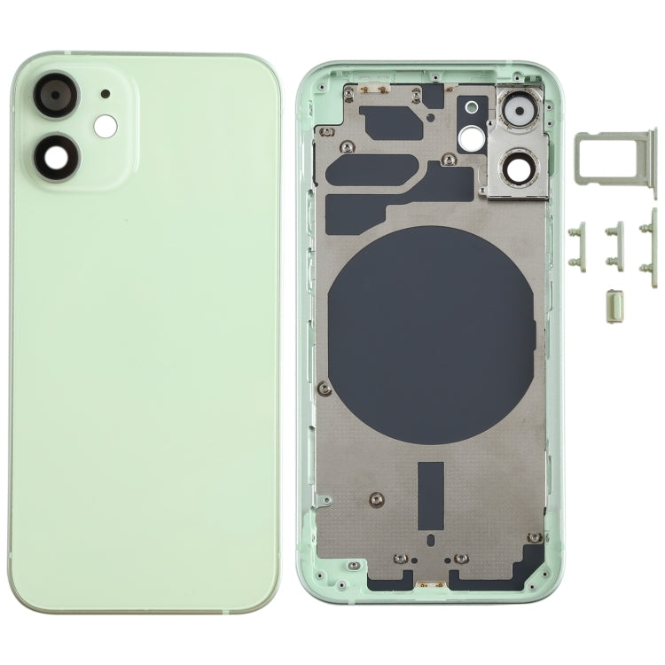 iPhone 12 Mini Full Back Cover Glass with Frame - Green