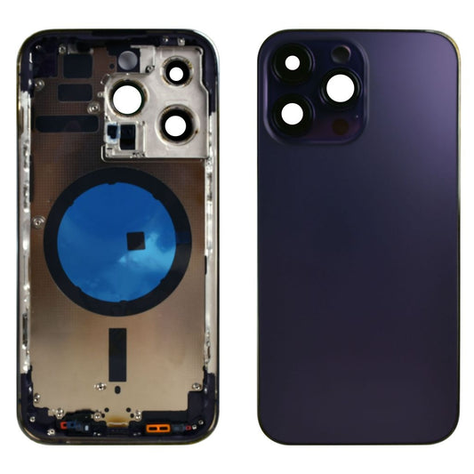 iPhone 14 Pro Max Glass Back Cover with Frame - Purple