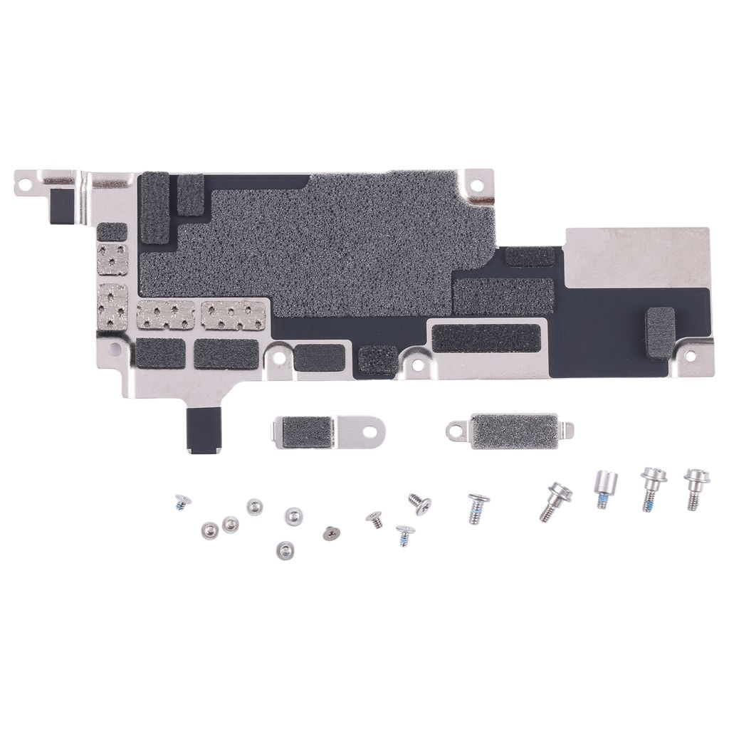 iPhone 15 Pro Max internal repair motherboard metal cover with screws