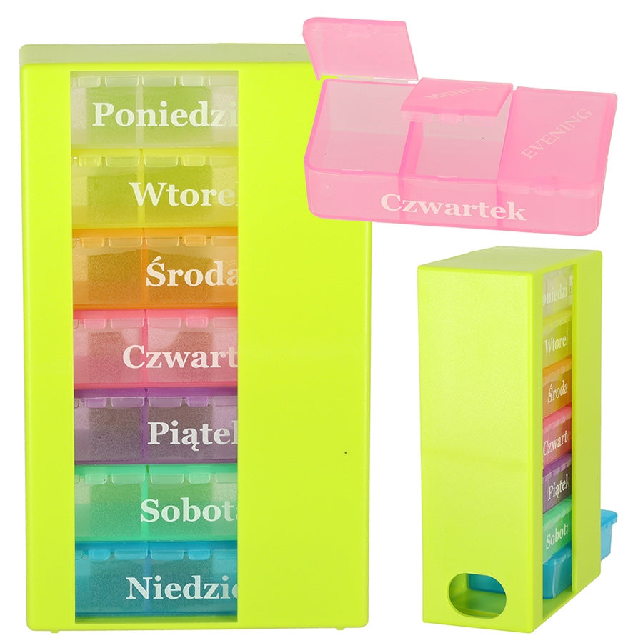 pillbox organiser container weekly 7 day standing