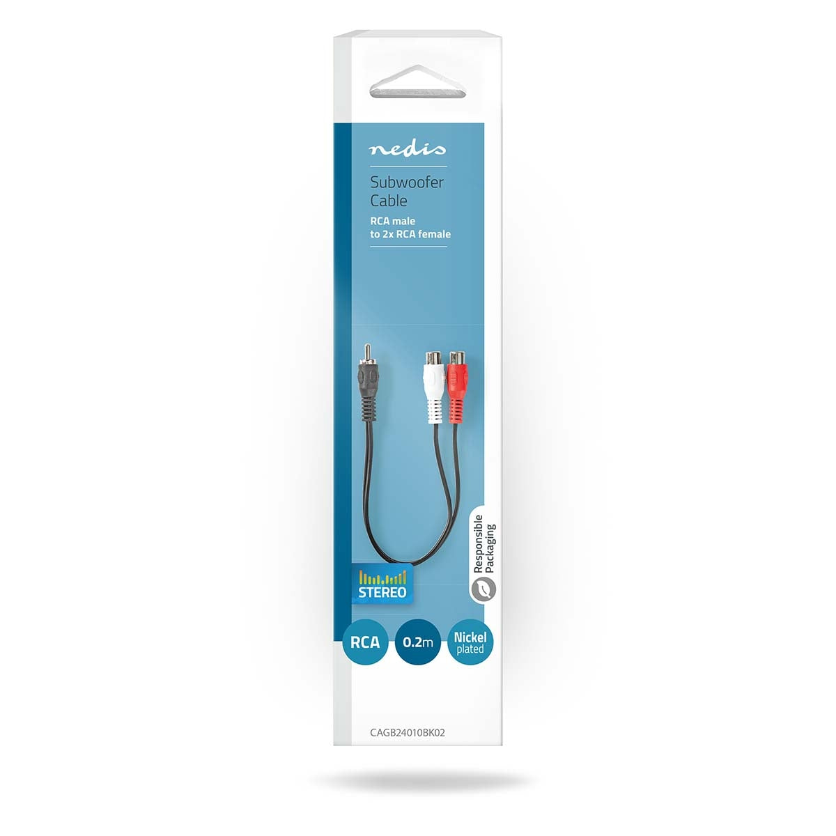 subwoofer Cable | RCA Male | 2x RCA Female | Nickel plated | 0.20 m | Round | 5.0 x 2.5 mm | Black | Blisters