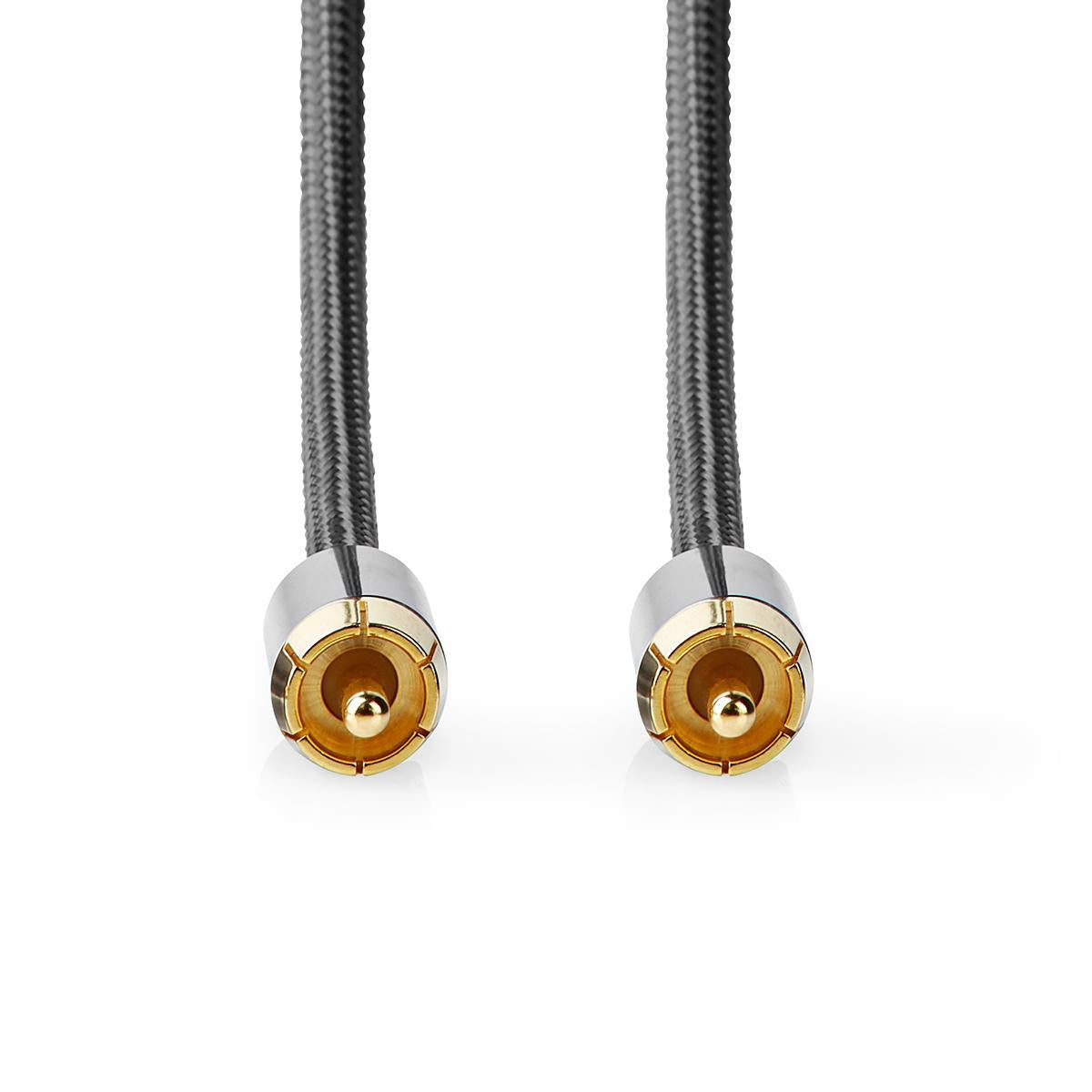 subwoofer Cable | RCA Male | RCA Male | Gold Plated | 5.00 m | Round | 4.5 mm | Anthracite / Gray With Metal | Lid